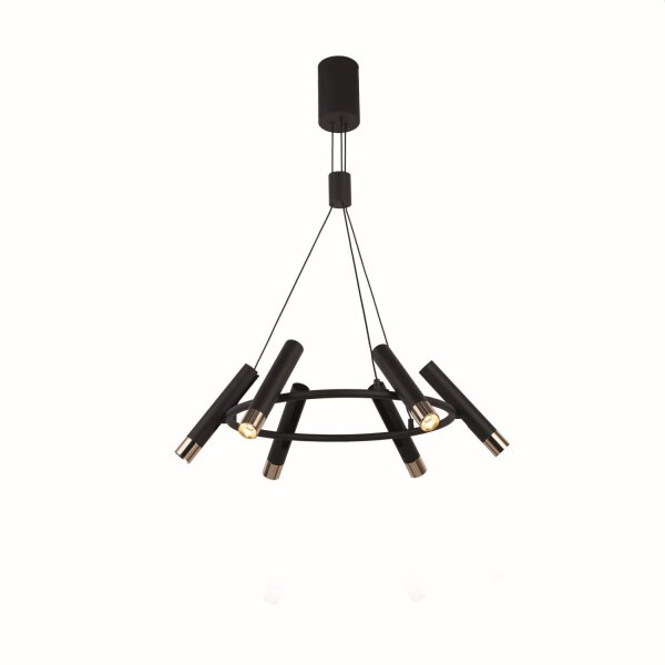 LED Hängeleuchte rund D: 70 cm in Schwarz Gold verstellbar