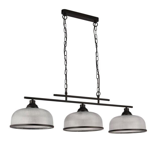 Hängelampe Schwarz Klar B: 99 cm 3-flammig E27 Glas Metall