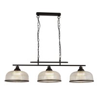 H&auml;ngelampe Schwarz Klar B: 99 cm 3-flammig E27 Glas Metall