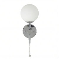 Wandlampe Bad IP44 Chrom Weiß Glas G9 mit Zugschalter