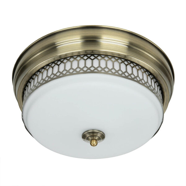 Deckenlampe Badezimmer Ø 35 cm IP44 Messing Antik Weiß 2x E27