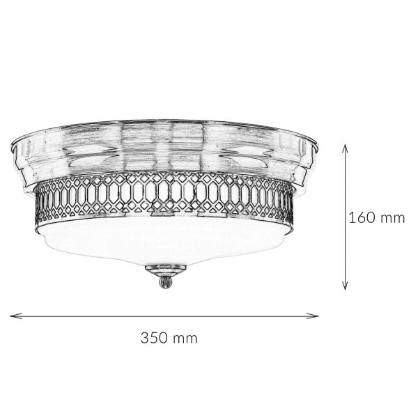Deckenlampe Badezimmer Ø 35 cm IP44 Messing Antik Weiß 2x E27
