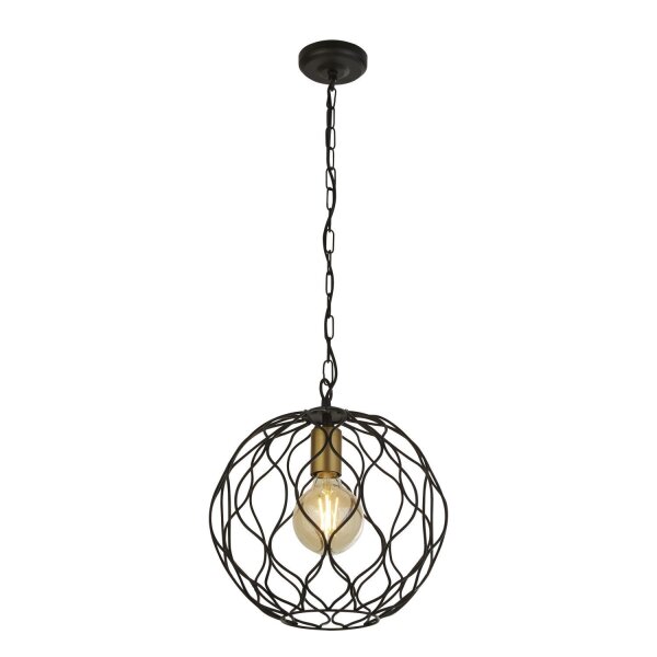 Hängelampe E27 Ø 31,5 cm in Schwarz Gold Metall HOWARD