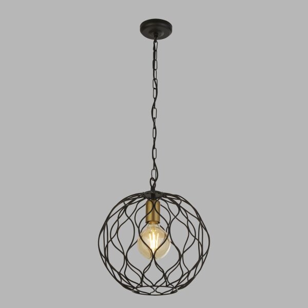 Hängelampe E27 Ø 31,5 cm in Schwarz Gold Metall HOWARD