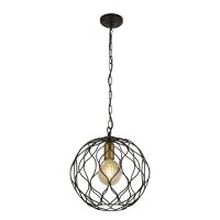 Hängelampe E27 Ø 31,5 cm in Schwarz Gold...