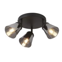 Deckenstrahler 3-flammig Ø 42 cm Schwarz Rauchgrau...