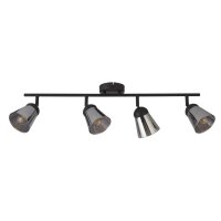 Deckenspot 4-flammig B: 83 cm Schwarz Rauchgrau E14