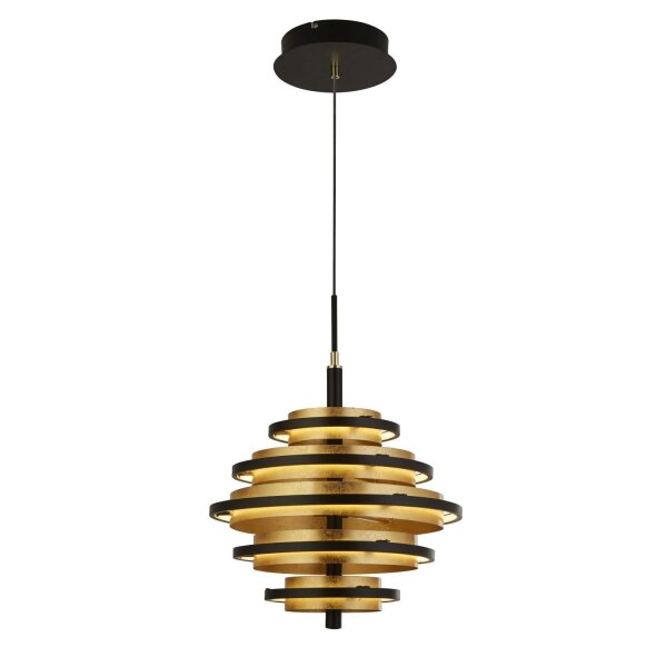 LED Hängeleuchte Schwarz Gold 2700 K rund Ø 40 cm Metall