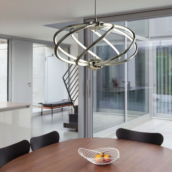 LED Hängelampe Metall D: 51 cm Chrom Weiß 3000 K 2417 lm