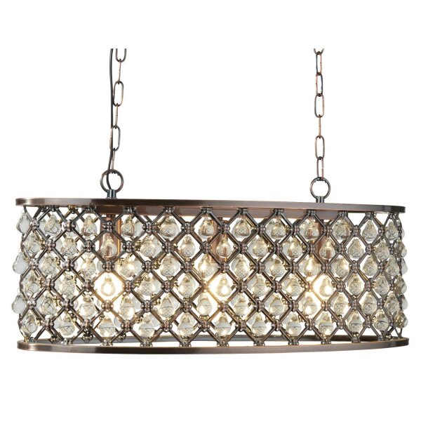 Hängelampe Kristall B: 60 cm 3x E14 in Kupfer antik