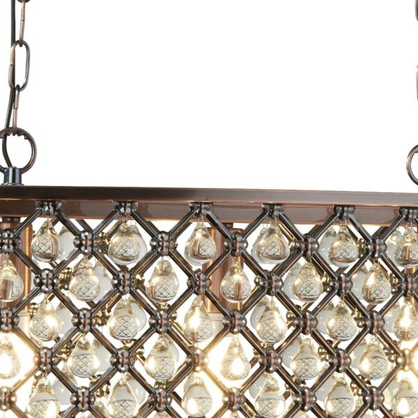 Hängelampe Kristall B: 60 cm 3x E14 in Kupfer antik