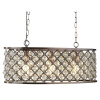 Hängelampe Kristall B: 60 cm 3x E14 in Kupfer antik