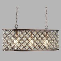 Hängelampe Kristall B: 60 cm 3x E14 in Kupfer antik