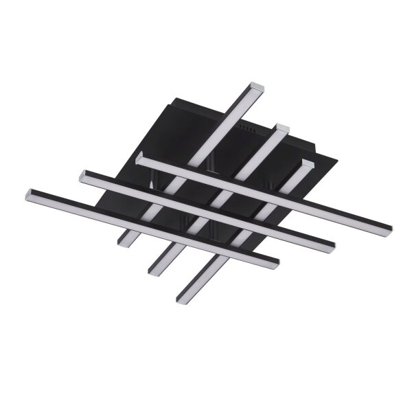LED Deckenleuchte Metall B: 45,5 cm Schwarz Chrom 3000 K