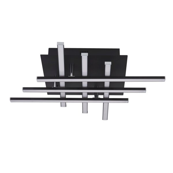 LED Deckenleuchte Metall B: 45,5 cm Schwarz Chrom 3000 K