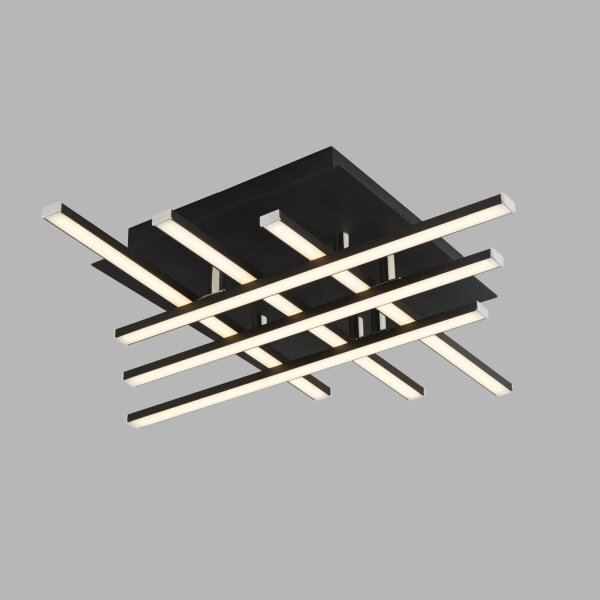 LED Deckenleuchte Metall B: 45,5 cm Schwarz Chrom 3000 K