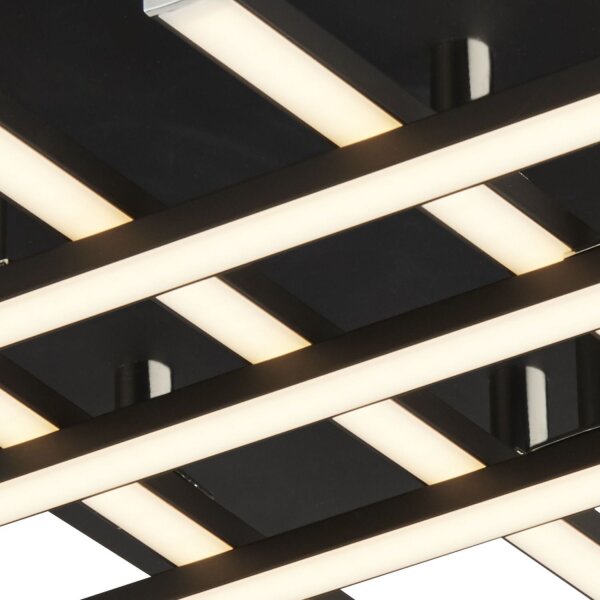 LED Deckenleuchte Metall B: 45,5 cm Schwarz Chrom 3000 K