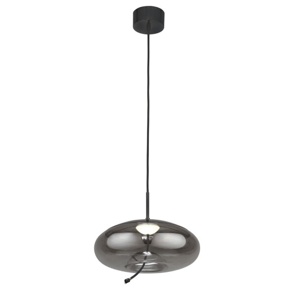 LED Hängelampe Rauchglas Ø 31 cm rund Grau Schwarz 2700 K