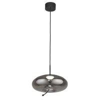 LED H&auml;ngelampe Rauchglas &Oslash; 31 cm rund Grau Schwarz 2700 K