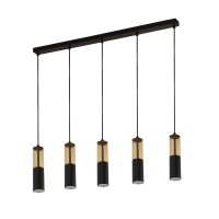 Hängeleuchte 5-flammig B: 93,5 cm Schwarz Bernstein...