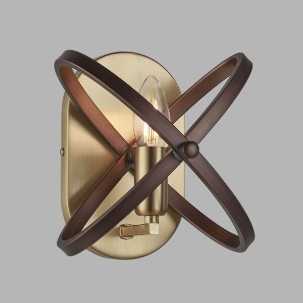 Wandlampe Rustikal B: 23 cm klein Metall in Bronze Braun
