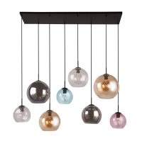 Pendelleuchte Glas B: 151 cm Bunt Kugel Schirme 8x E27