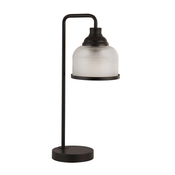 Tischleuchte Schwarz Klar E27 45 cm hoch Metall Glas