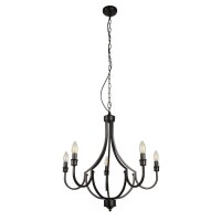 Kronleuchter Rustikal Schwarz Ø 65 cm Metall 5x E14