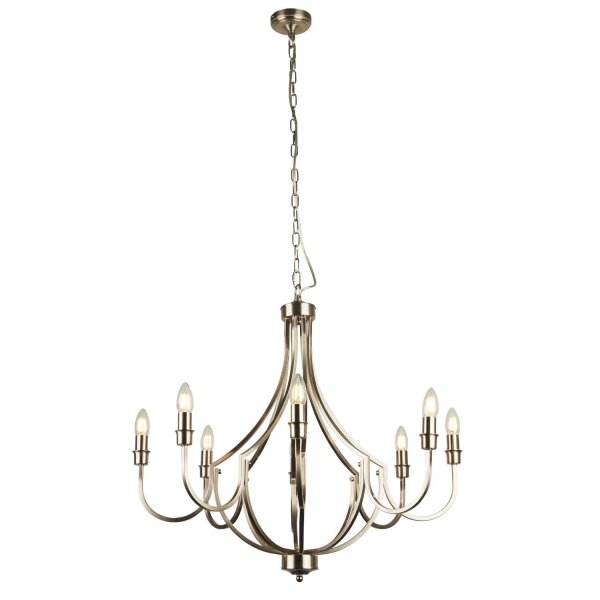Kronleuchter Rustikal Ø 75 cm in Silber matt 8x E14