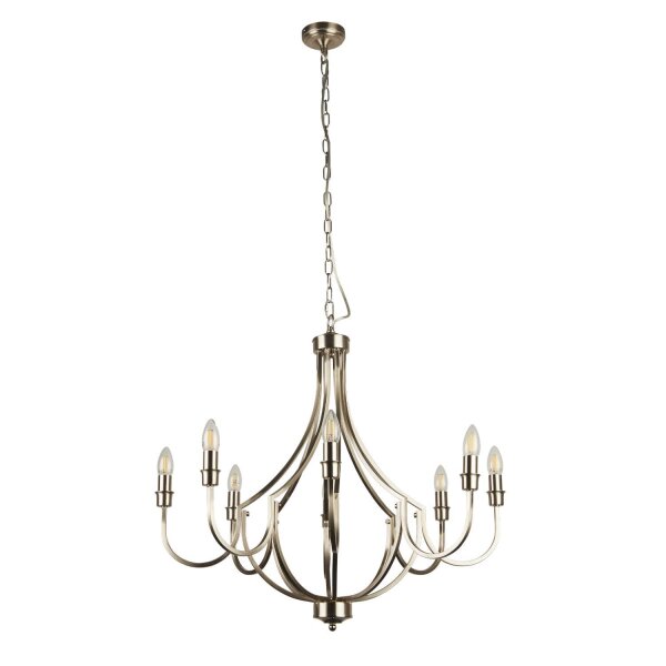 Kronleuchter Rustikal Ø 75 cm in Silber matt 8x E14