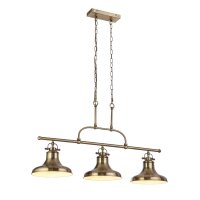 H&auml;ngelampe 3-flammig E27 B: 96 cm in Messing Antik...