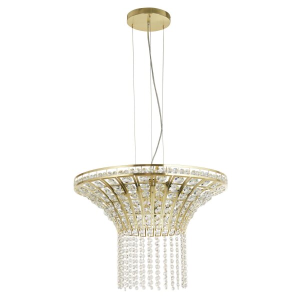 Hängelampe Art Déco Ø 60 cm Kristall Metall 8x G9 in Messing