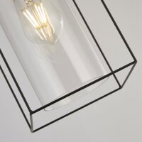 Hängeleuchte Metall Glas eckig B: 15 cm Schwarz Klar...
