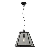 Hängelampe Schwarz Klar B: 30 cm E27 Glas Metall E27