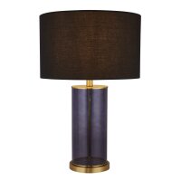 Tischleuchte Stoff Glas Blau Schwarz Gold E27 52,5 cm hoch