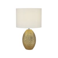 Tischlampe Keramik Stoff E27 45 cm Ø 28 cm Gold...