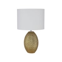 Tischlampe Keramik Stoff E27 45 cm Ø 28 cm Gold...