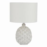 Nachttischlampe E14 36,5 cm D: 25 cm Weiß Stoff...