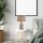Tischleuchte Rattan Leinen 48 cm hoch E14 Grau Natur Boho