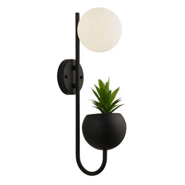 Wandlampe Schwarz Weiß G9 H: 46 cm Metall mit Topf
