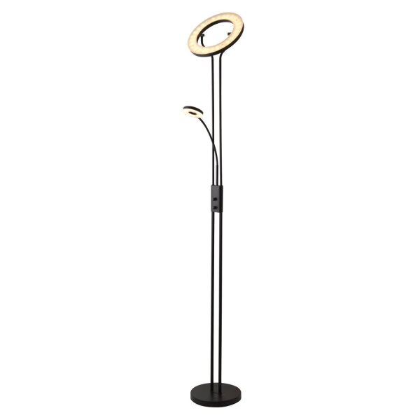 LED Deckenfluter dimmbar 193 cm 3000 K Schwarz Lesearm