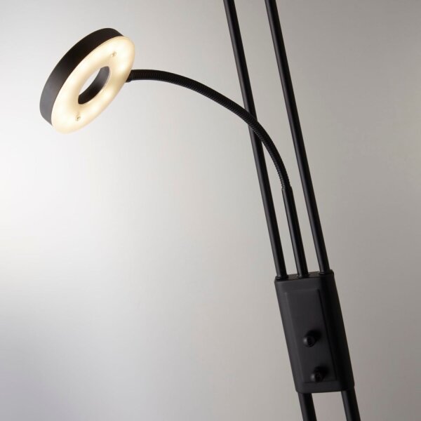 LED Deckenfluter dimmbar 193 cm 3000 K Schwarz Lesearm