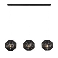 H&auml;ngeleuchte 3-flammig B: 130 cm Schwarz E27 Metall...