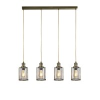 Pendelleuchte 4-flammig E27 Glas Metall Vintage LOGAN