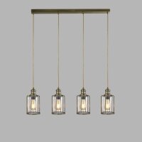 Pendelleuchte 4-flammig E27 Glas Metall Vintage LOGAN
