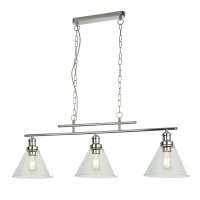 Hängeleuchte 3-flammig Chrom Klar E27 Vintage Design