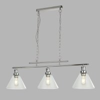 Hängeleuchte 3-flammig Chrom Klar E27 Vintage Design