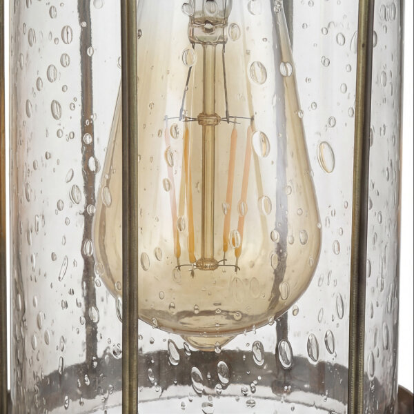 Wandleuchte E27 in Messing Antik Klar Glas Metall Vintage