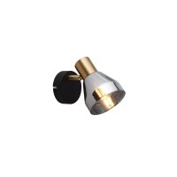 Wandspot E14 Glasschirm in Schwarz Rauchgrau Messing