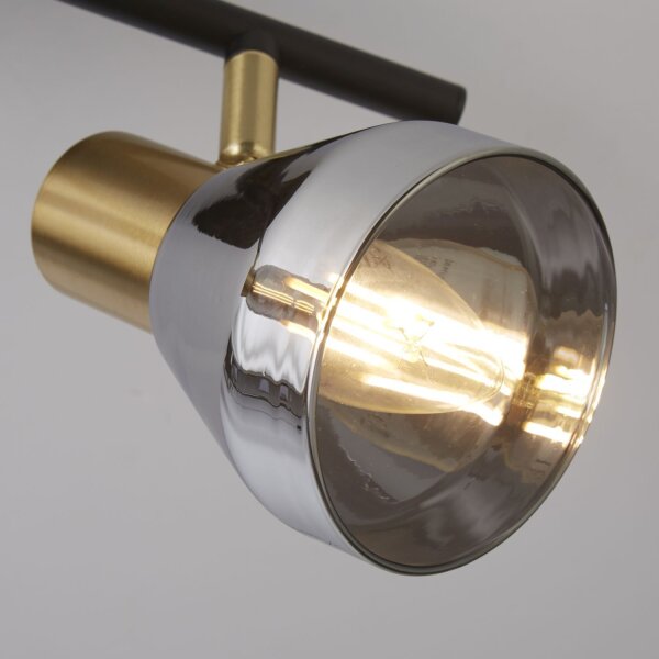 Deckenstrahler 2-flammig E14 Rauchglas Metall verstellbar